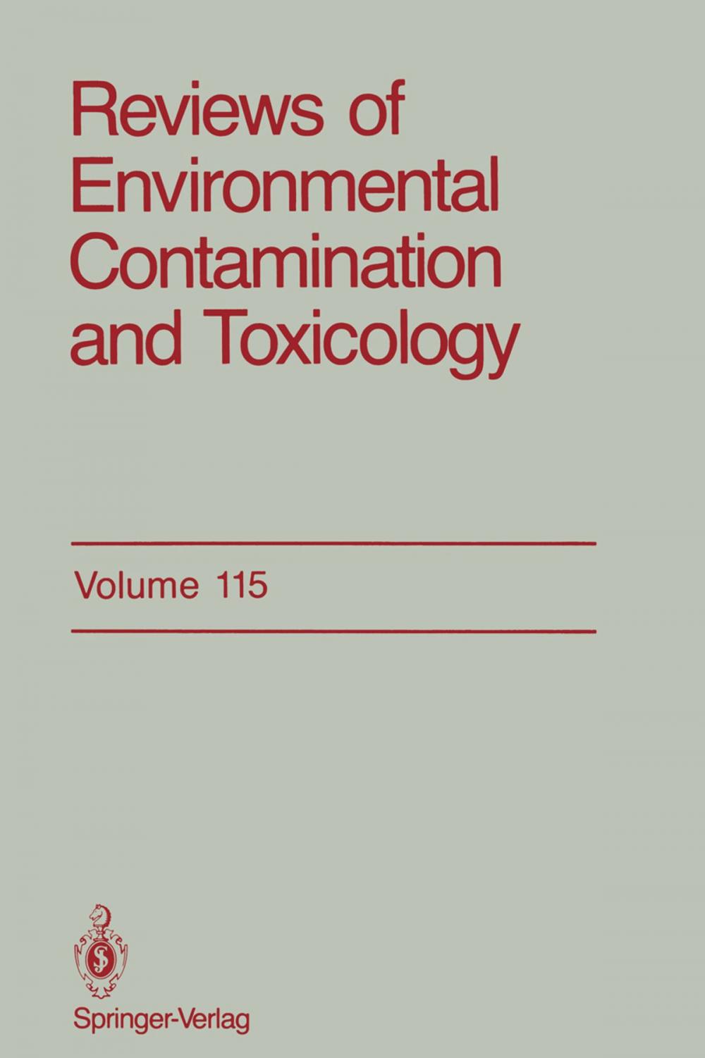 Big bigCover of Reviews of Environmental Contamination and Toxicology