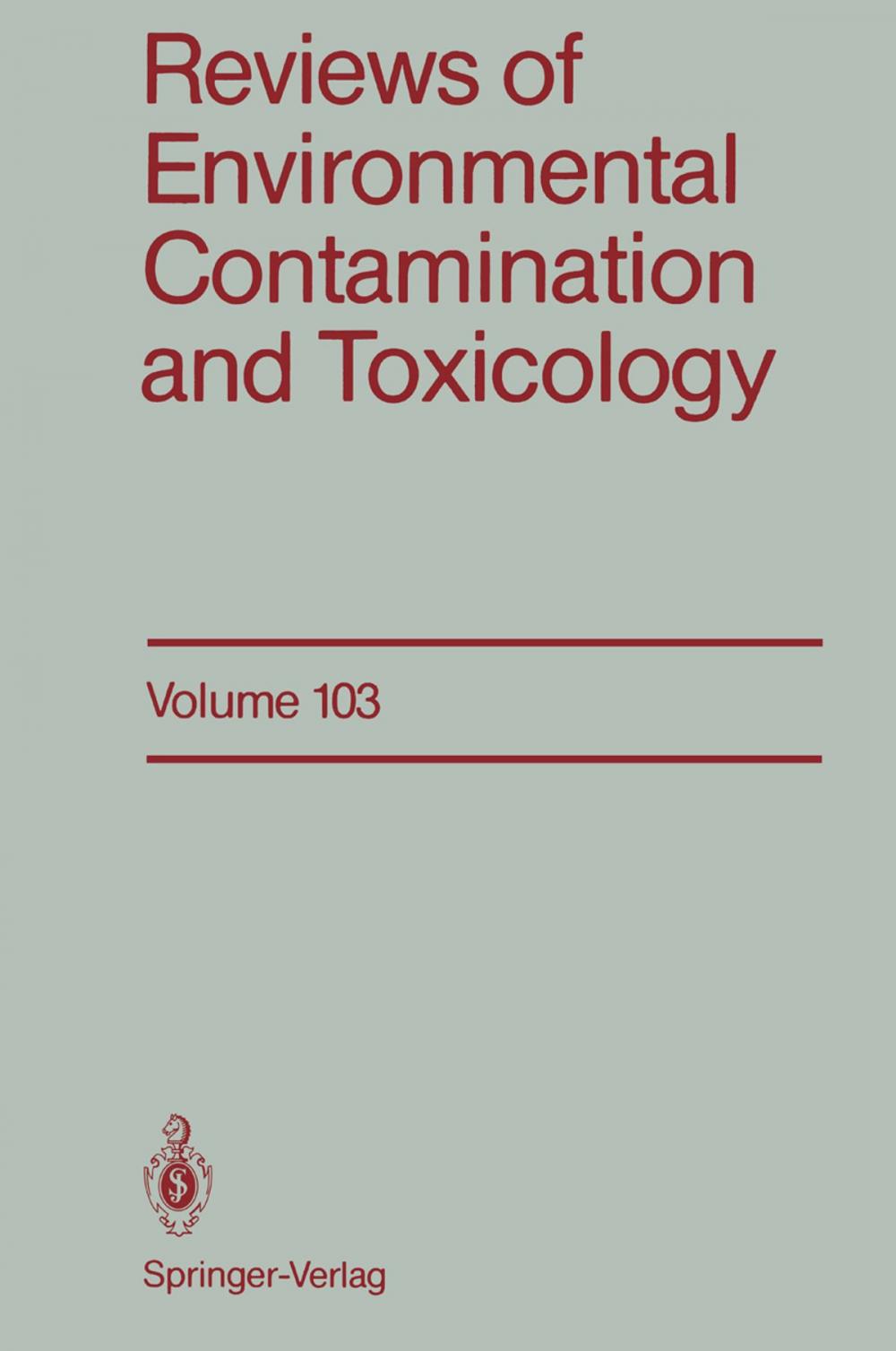 Big bigCover of Reviews of Environmental Contamination and Toxicology