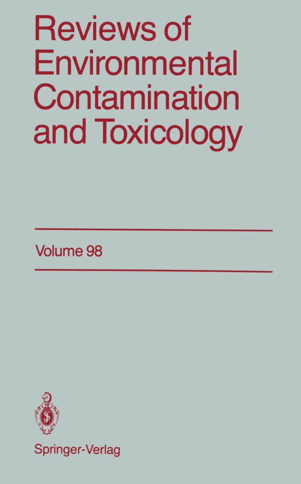 Big bigCover of Reviews of Environmental Contamination and Toxicology