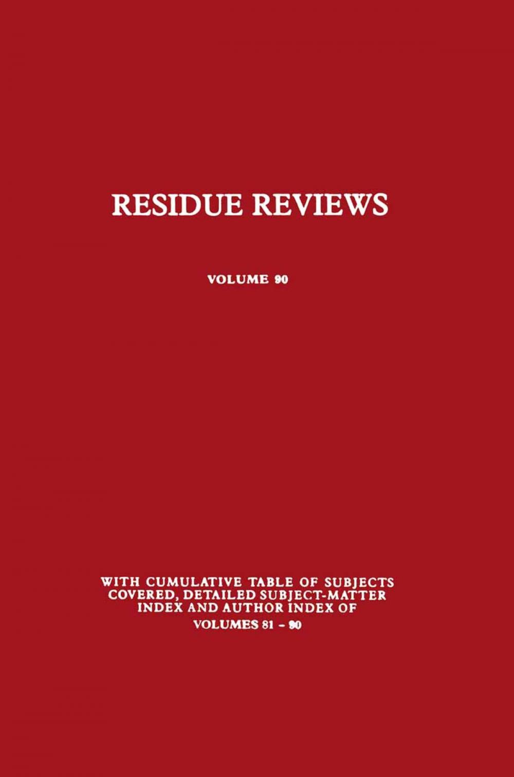 Big bigCover of Residue Reviews