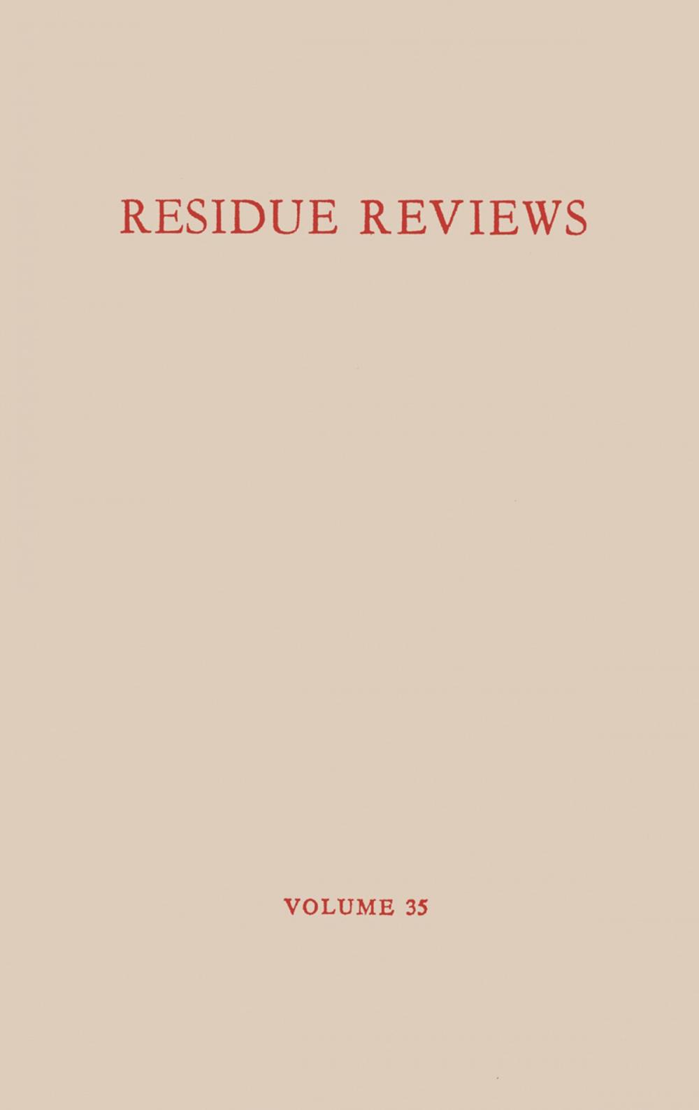 Big bigCover of Residue Reviews / Rückstands-Berichte