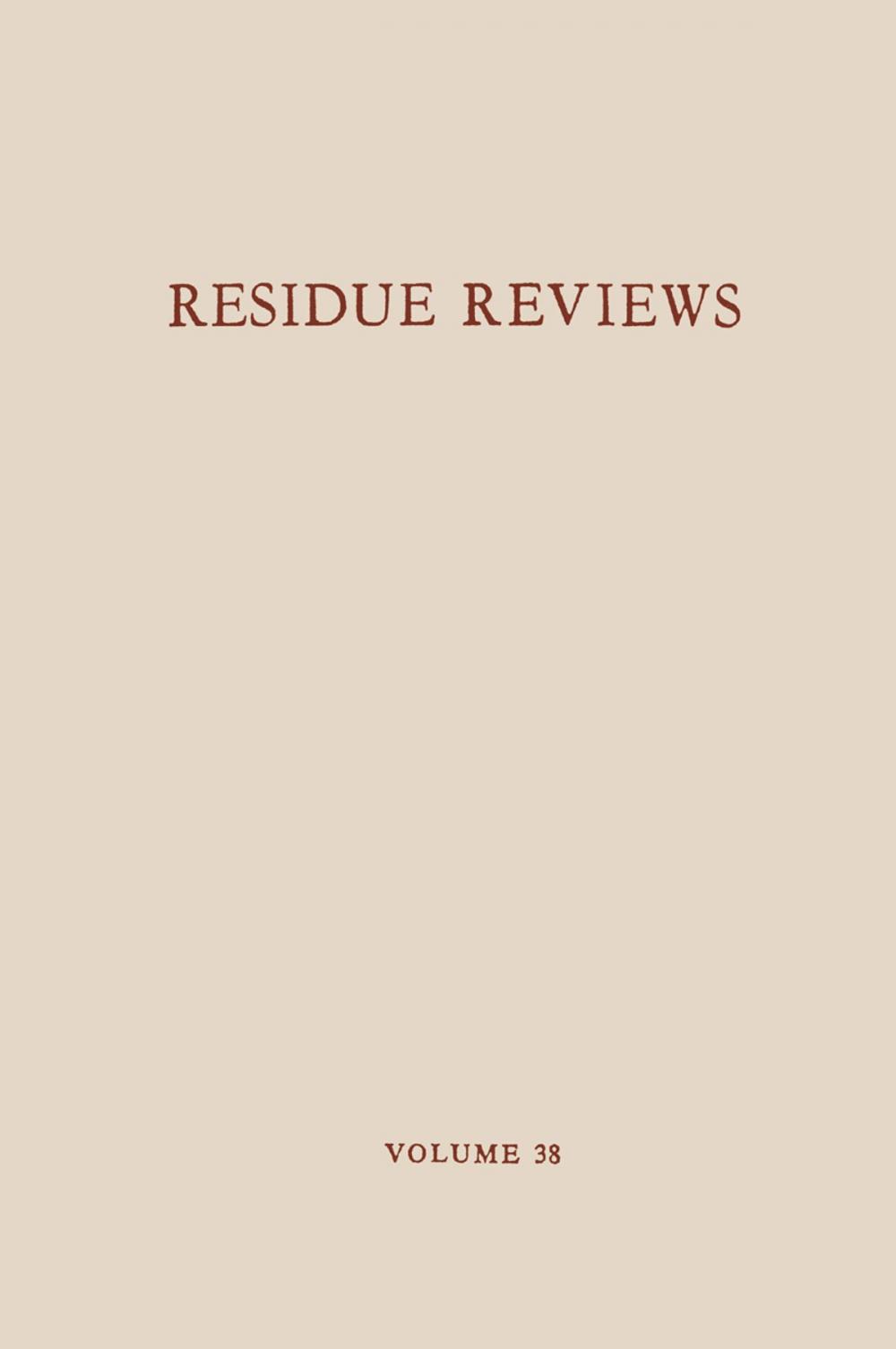 Big bigCover of Residue Reviews / Rückstands-Berichte