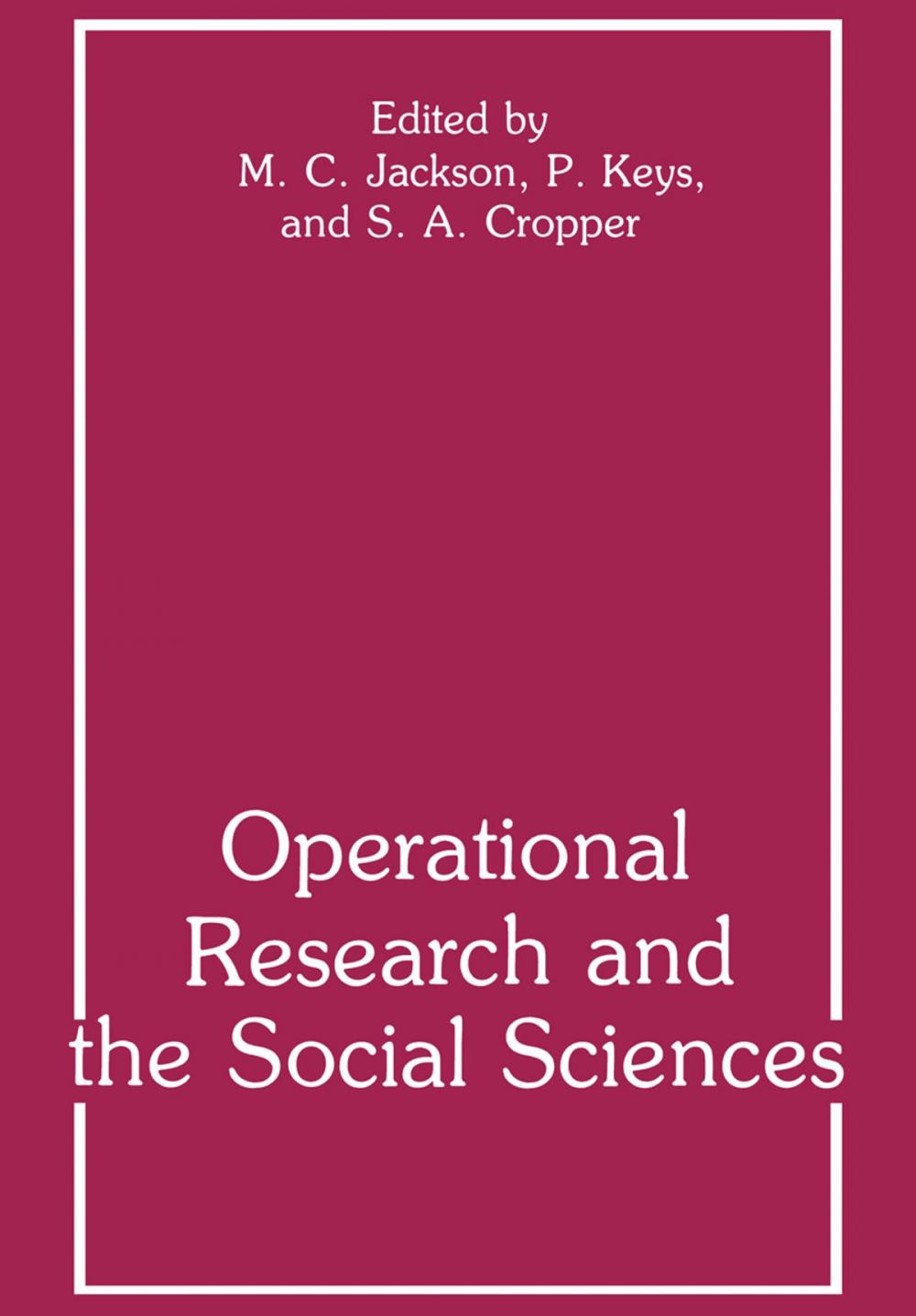 Big bigCover of Operational Research and the Social Sciences