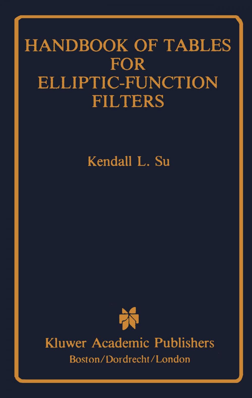 Big bigCover of Handbook of Tables for Elliptic-Function Filters