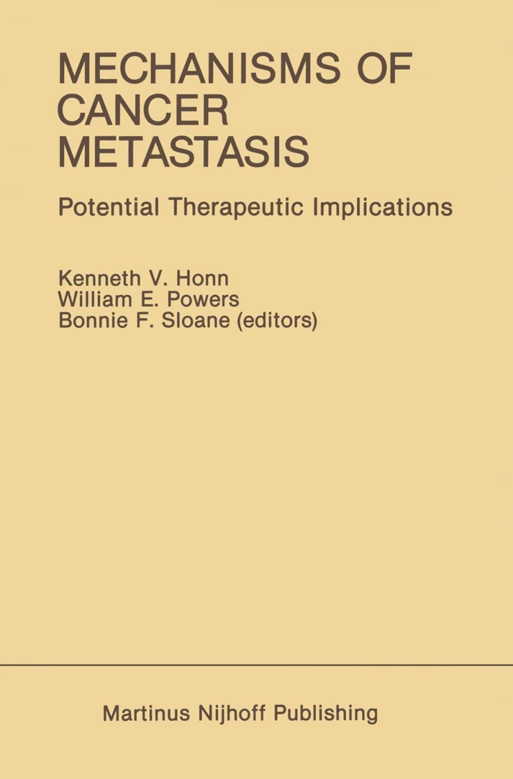 Big bigCover of Mechanisms of Cancer Metastasis