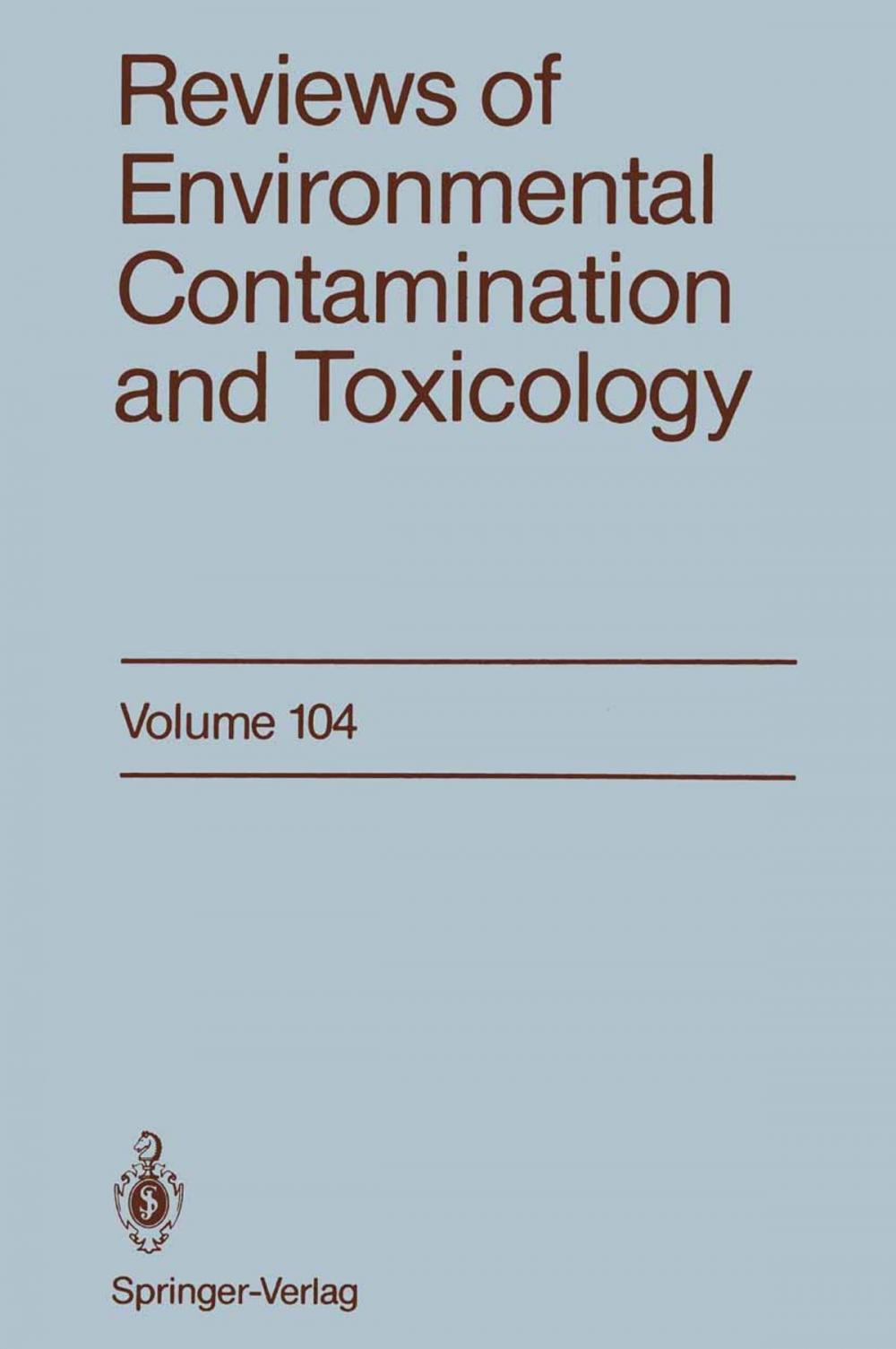 Big bigCover of Reviews of Environmental Contamination and Toxicology