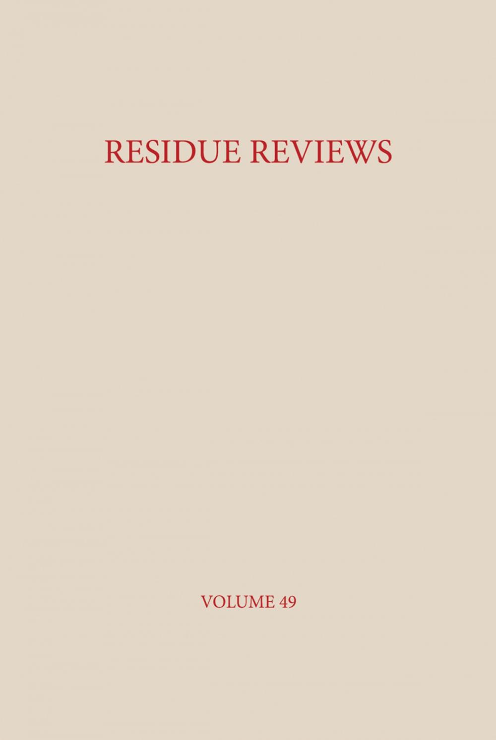 Big bigCover of Residue Reviews