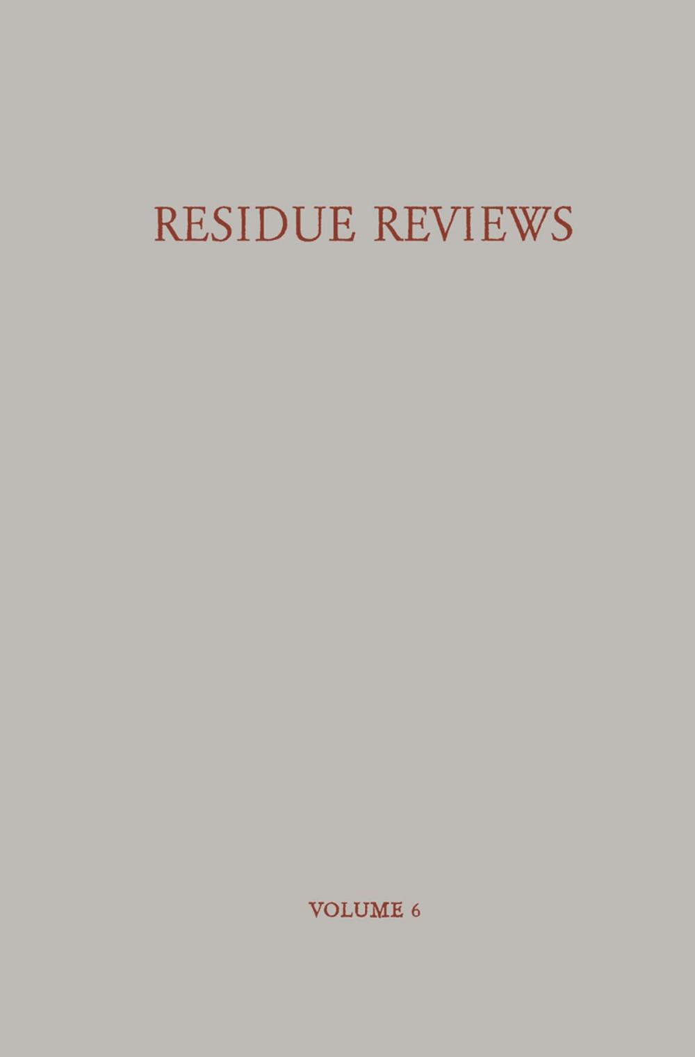 Big bigCover of Residue Reviews / Rückstands-Berichte