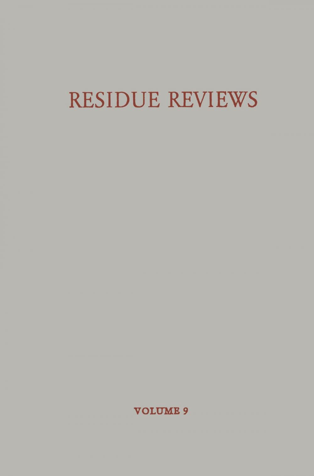 Big bigCover of Residue Reviews / Rückstands-Berichte