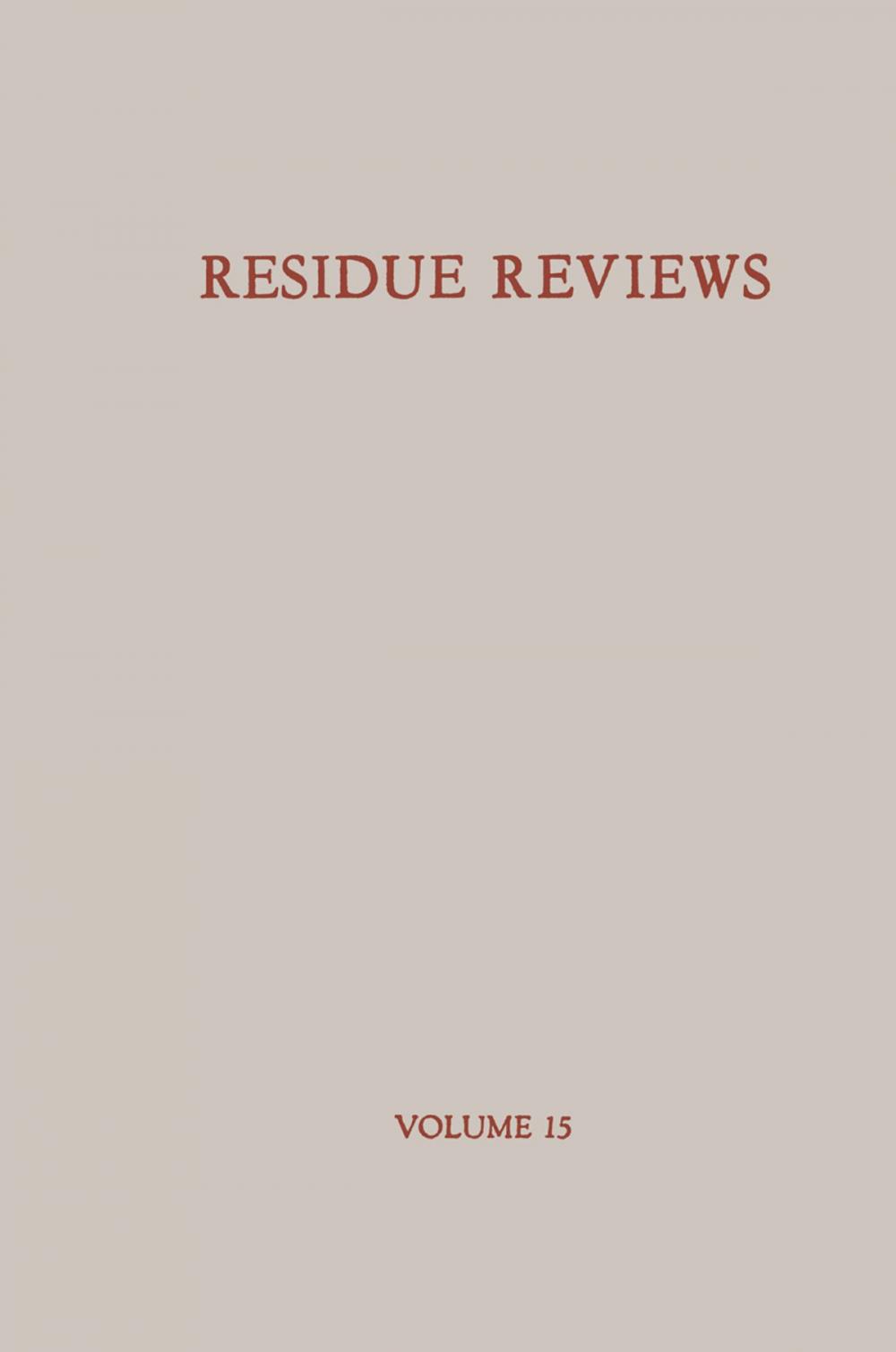 Big bigCover of Residue Reviews / Rückstands-Berichte