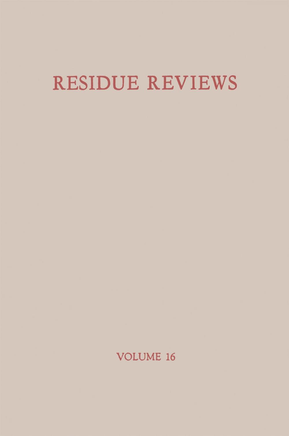 Big bigCover of Residue Reviews / Rückstands-Berichte