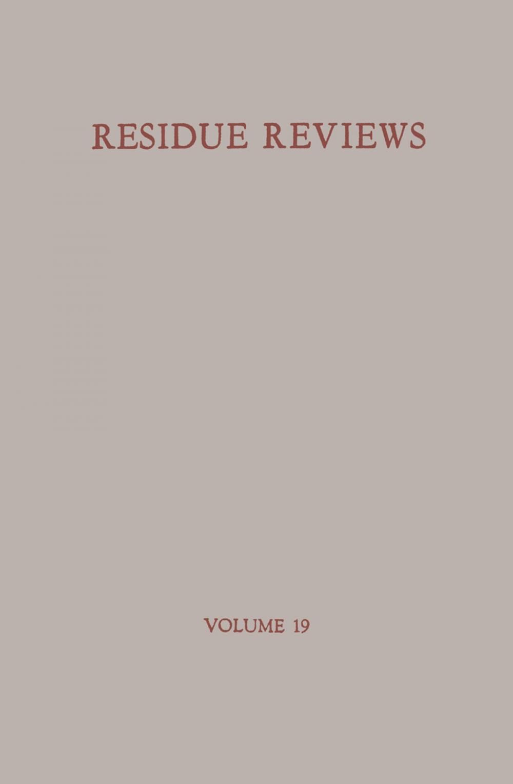 Big bigCover of Residue Reviews/Rückstandsberichte