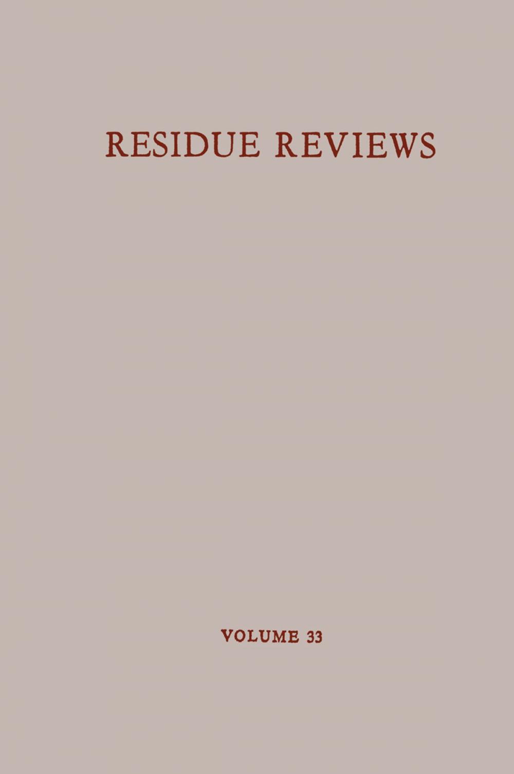 Big bigCover of Residue Reviews/Rückstandsberichte