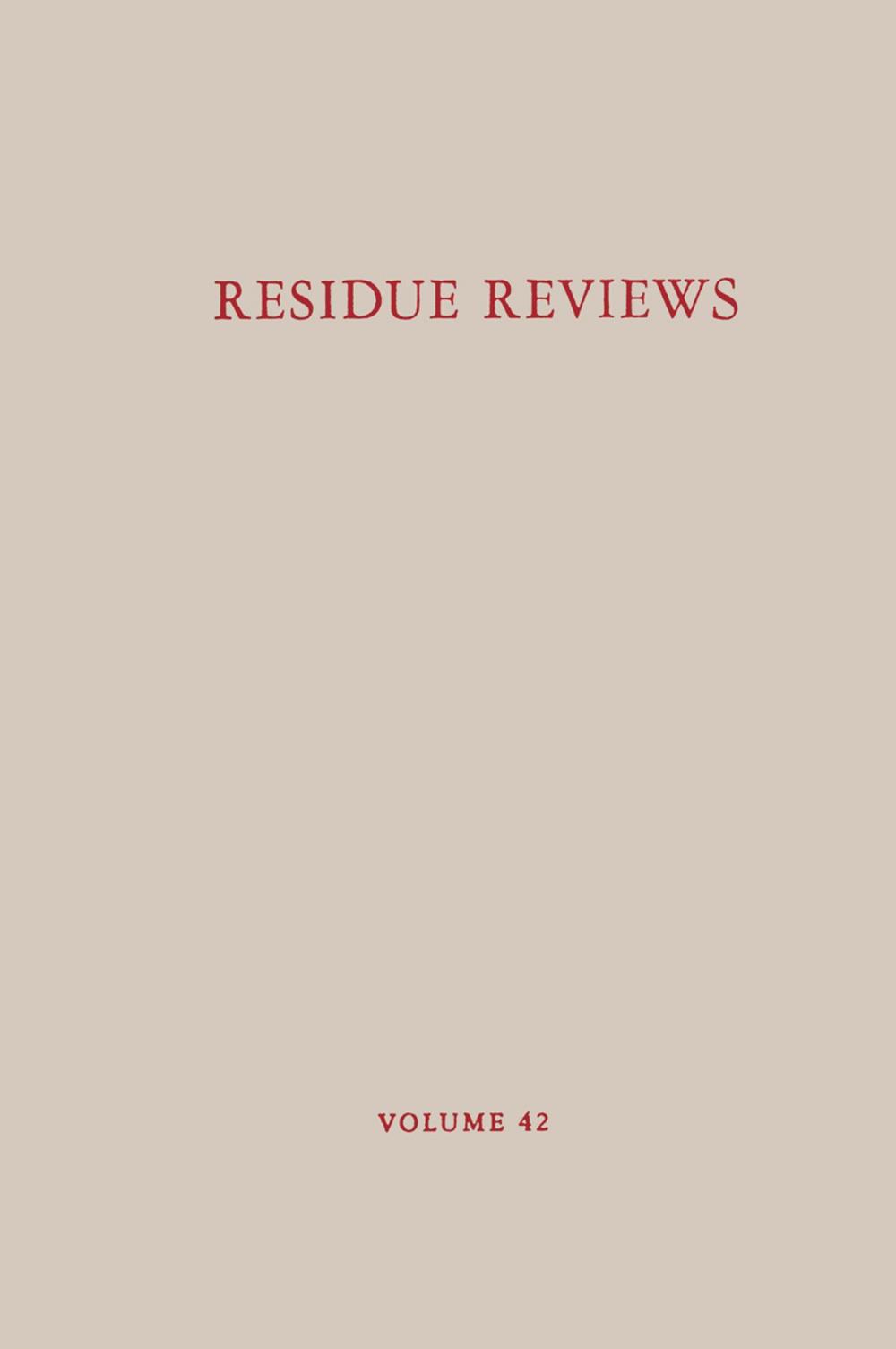 Big bigCover of Residue Reviews/Rückstands-Berichte