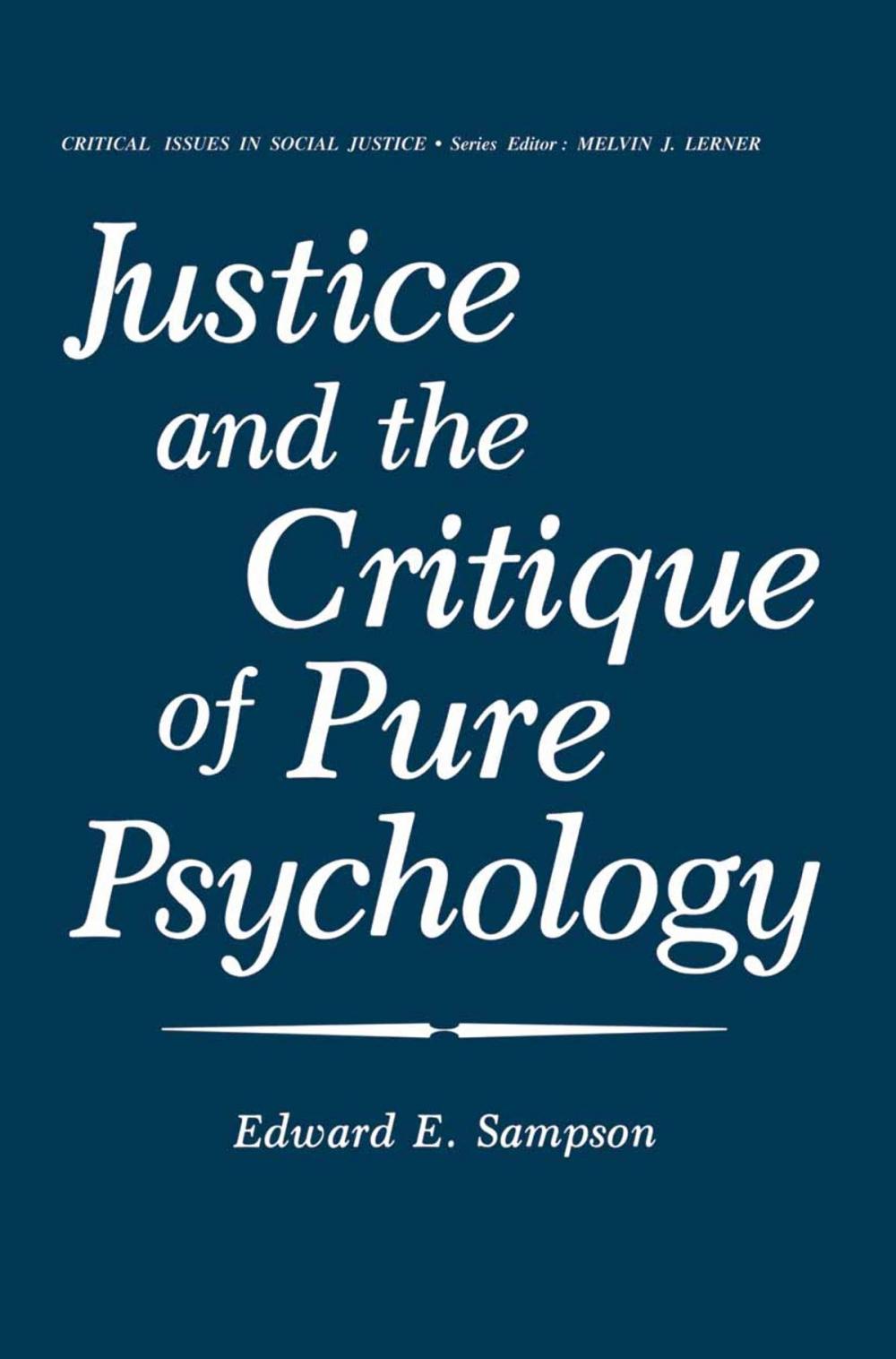 Big bigCover of Justice and the Critique of Pure Psychology