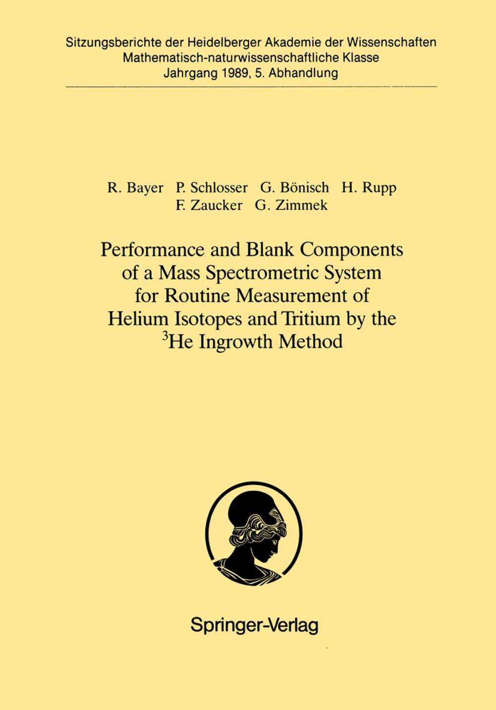 Big bigCover of Performance and Blank Components of a Mass Spectrometric System for Routine Measurement of Helium Isotopes and Tritium by the 3He Ingrowth Method