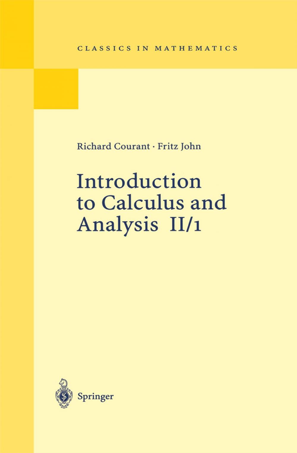 Big bigCover of Introduction to Calculus and Analysis II/1