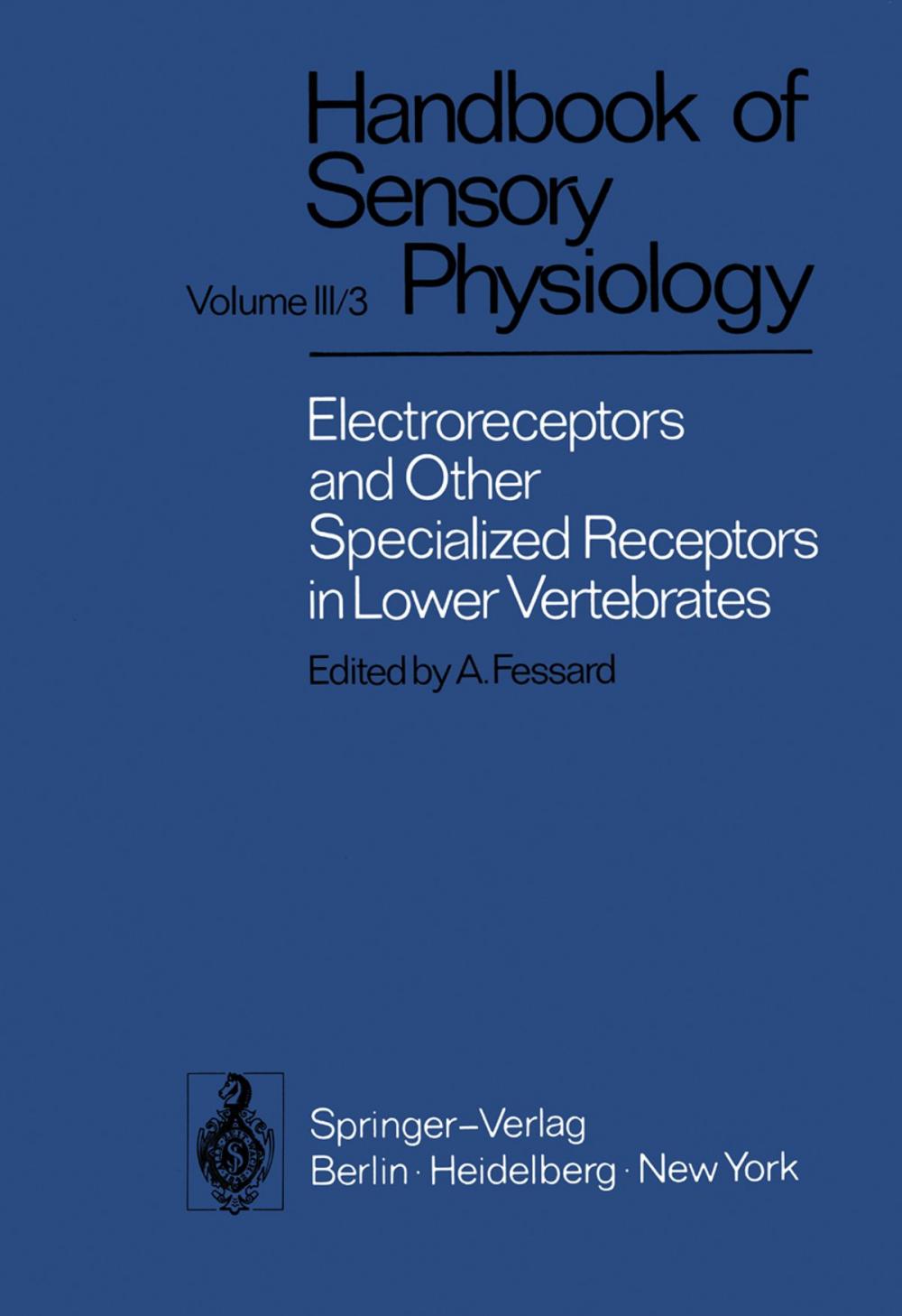 Big bigCover of Electroreceptors and Other Specialized Receptors in Lower Vertrebrates