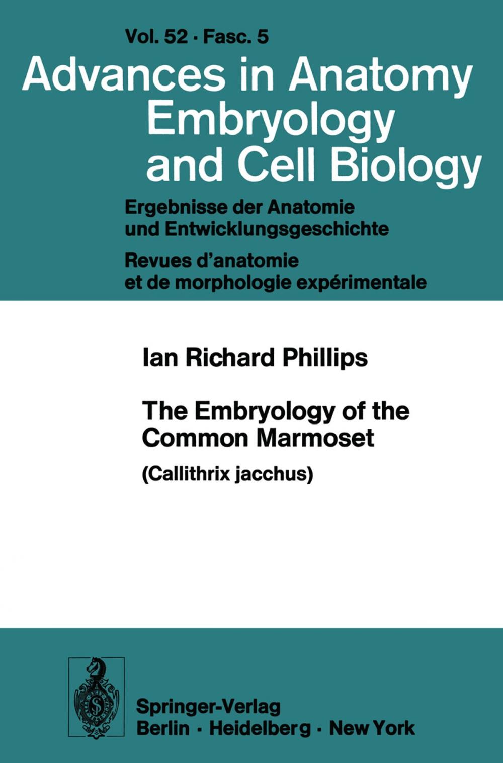 Big bigCover of The Embryology of the Common Marmoset