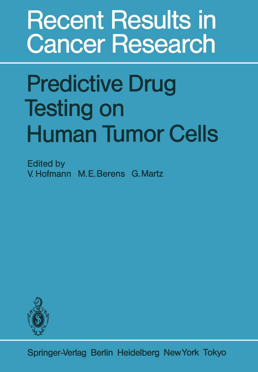 Big bigCover of Predictive Drug Testing on Human Tumor Cells