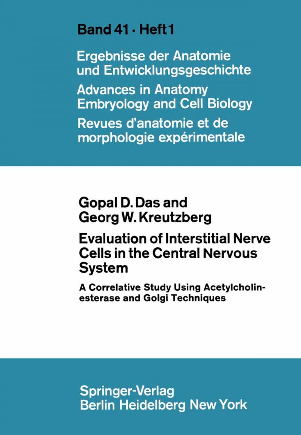 Big bigCover of Evaluation of Interstitial Nerve Cells in the Central Nervous System