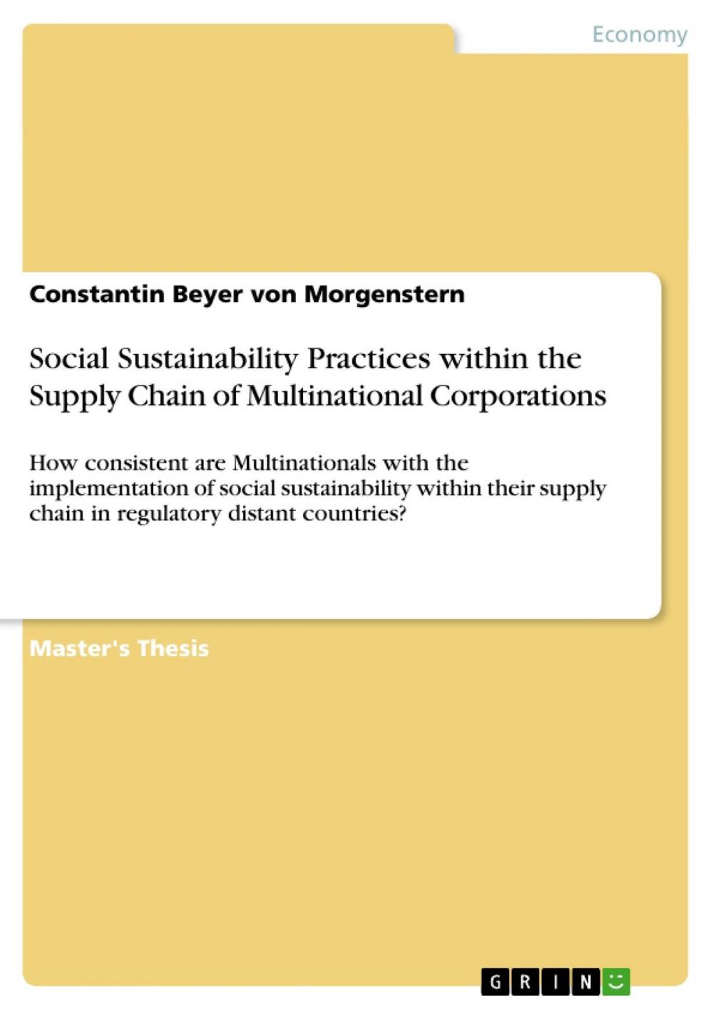 Big bigCover of Social Sustainability Practices within the Supply Chain of Multinational Corporations