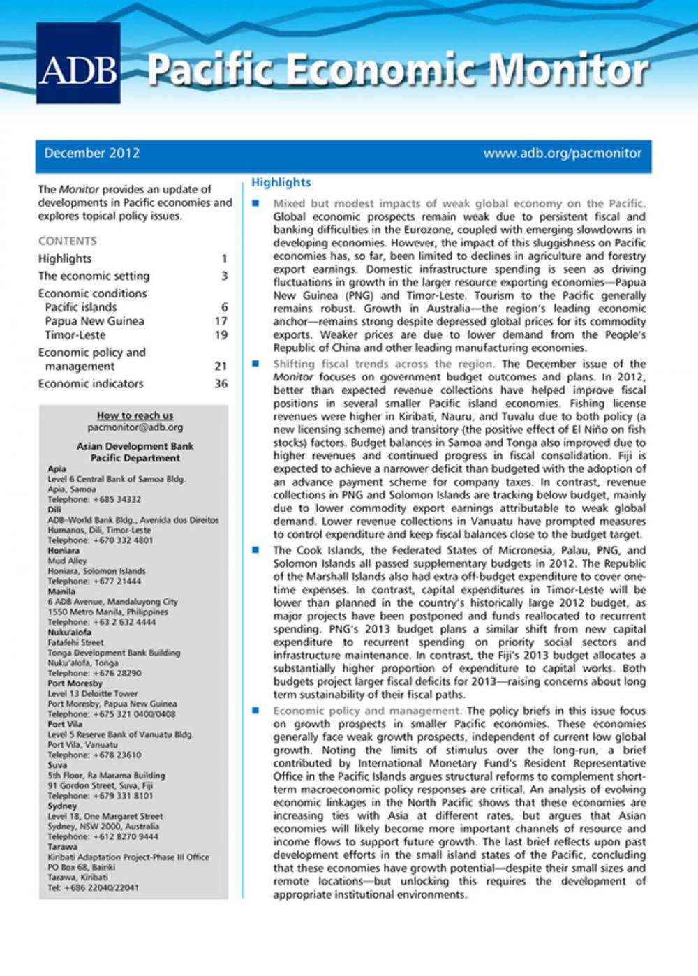 Big bigCover of Pacific Economic Monitor December 2012