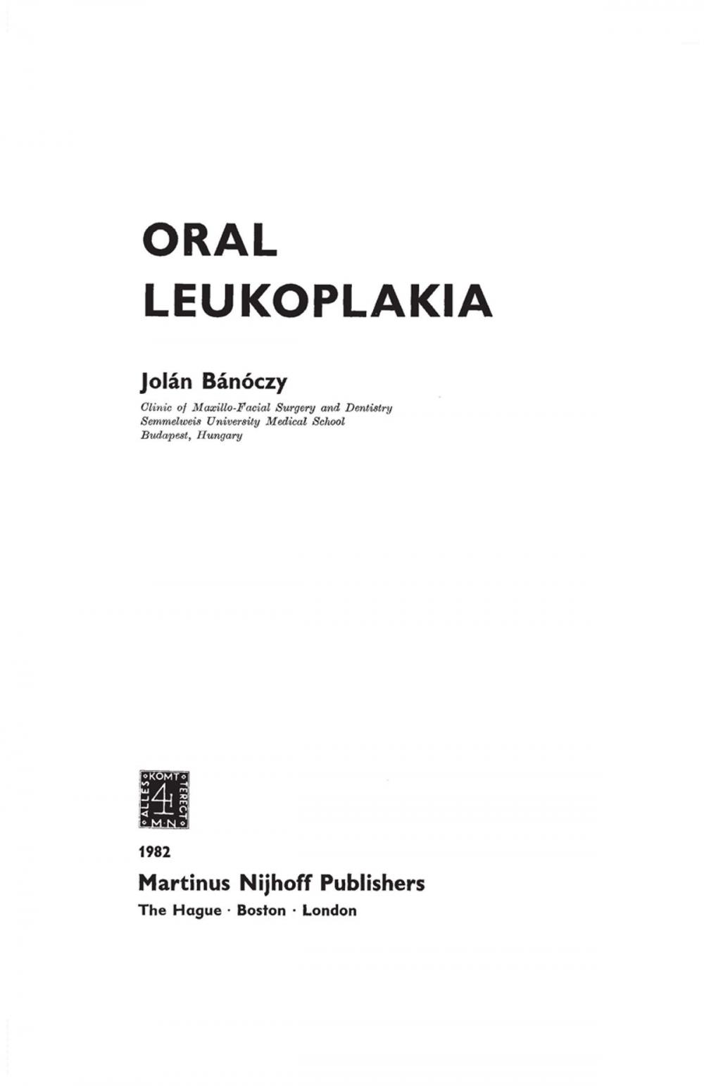 Big bigCover of Oral Leukoplakia