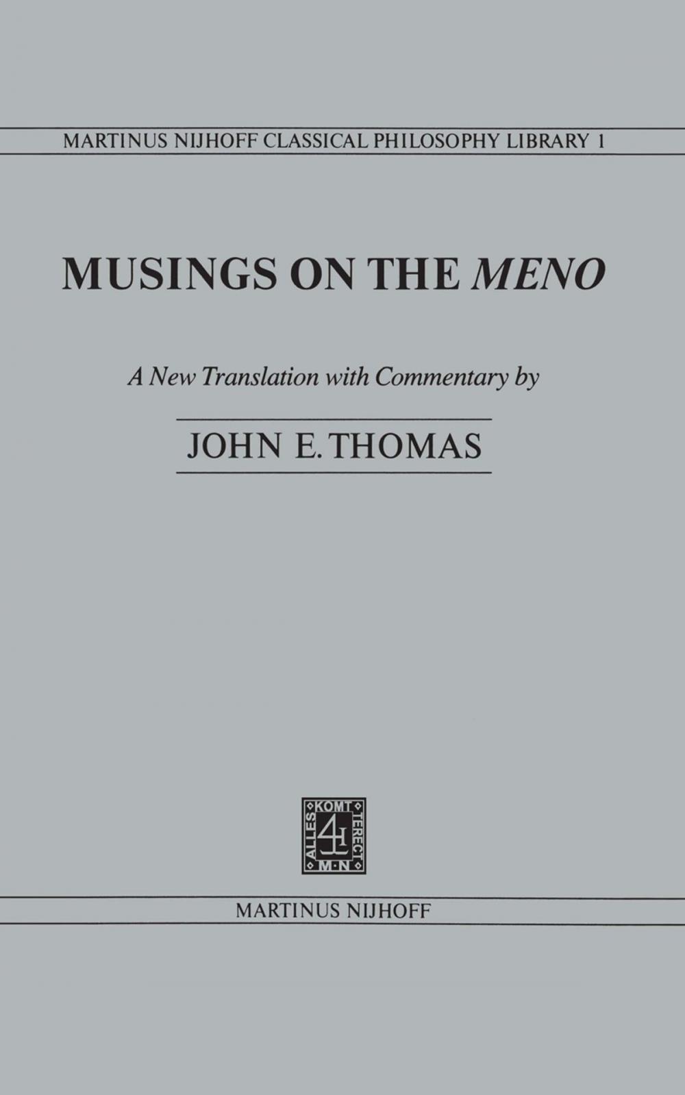 Big bigCover of Musings on the Meno