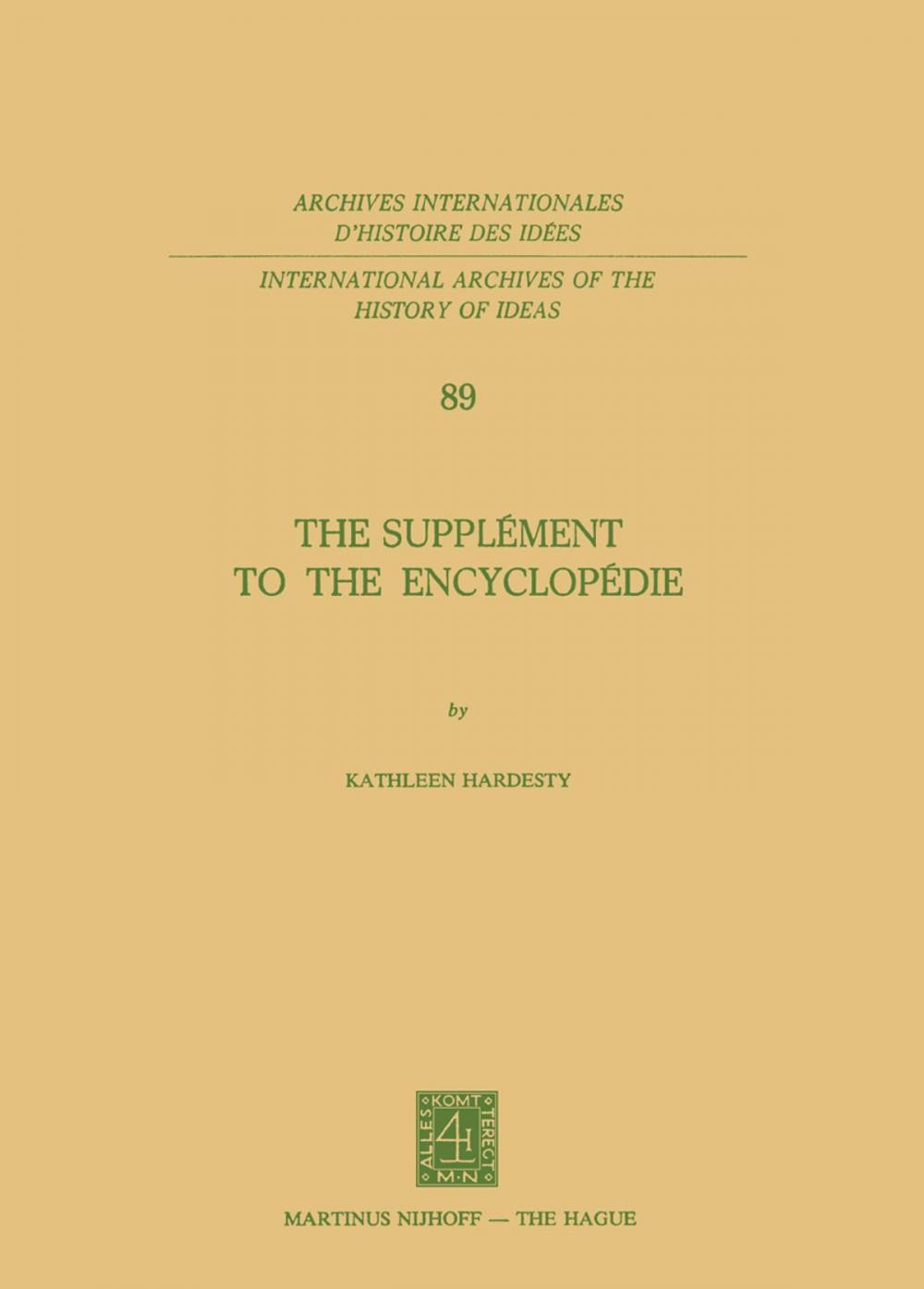 Big bigCover of The Supplément to the Encyclopédie