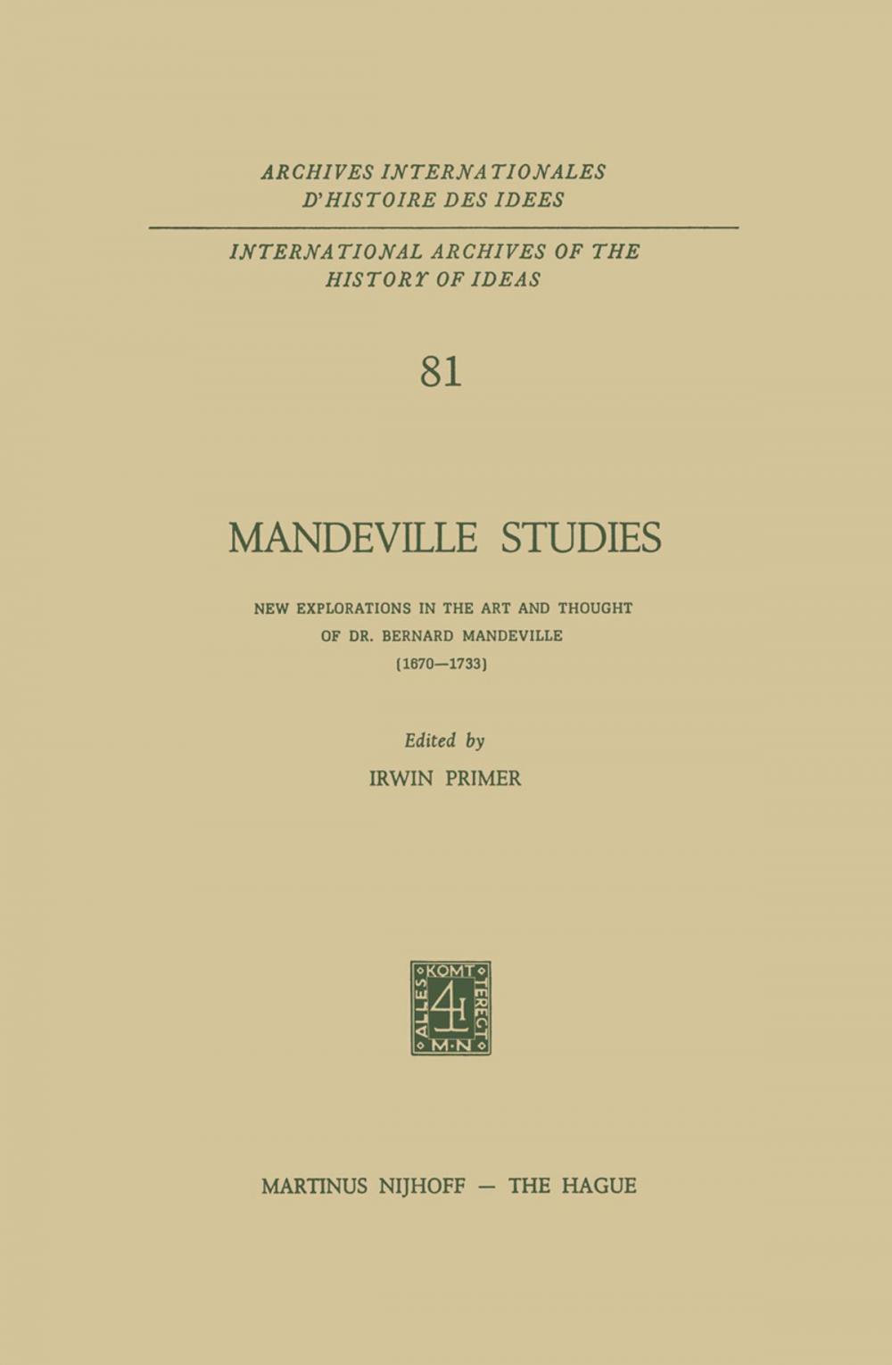 Big bigCover of Mandeville Studies