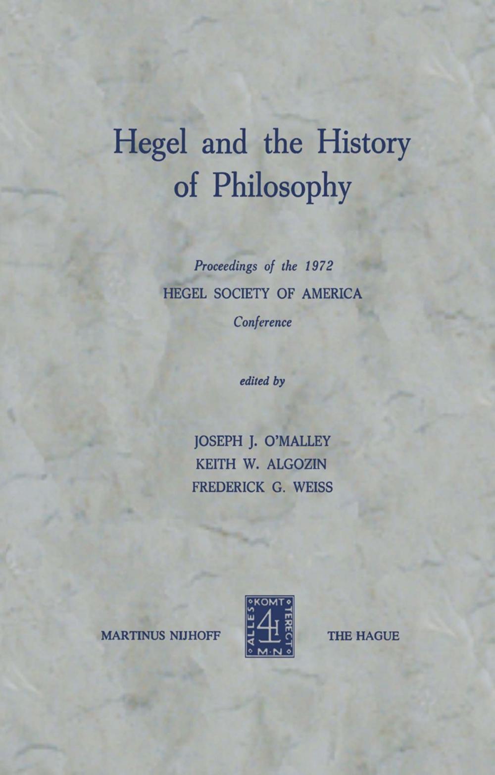 Big bigCover of Hegel and the History of Philosophy