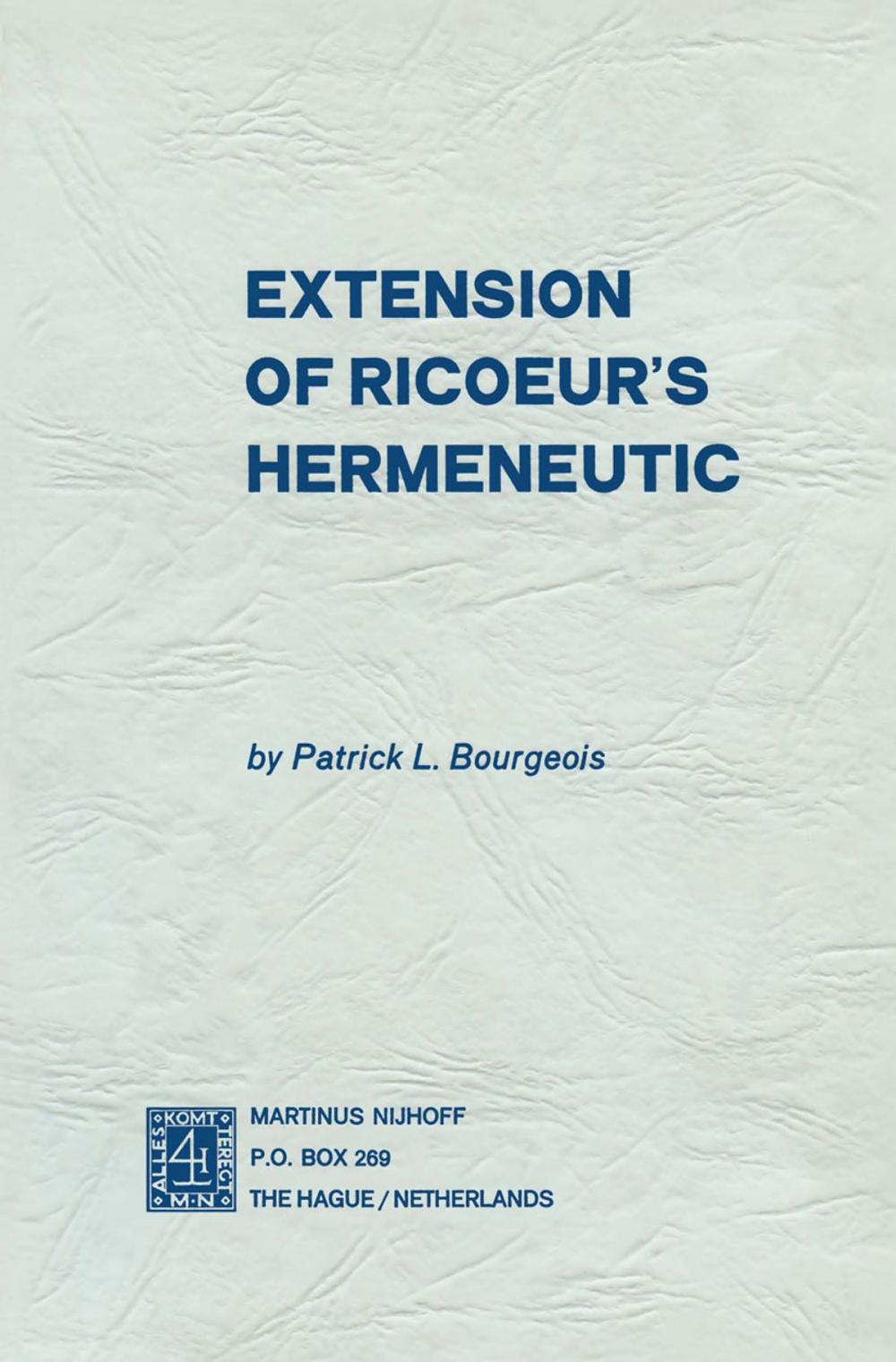 Big bigCover of Extension of Ricoeur’s Hermeneutic