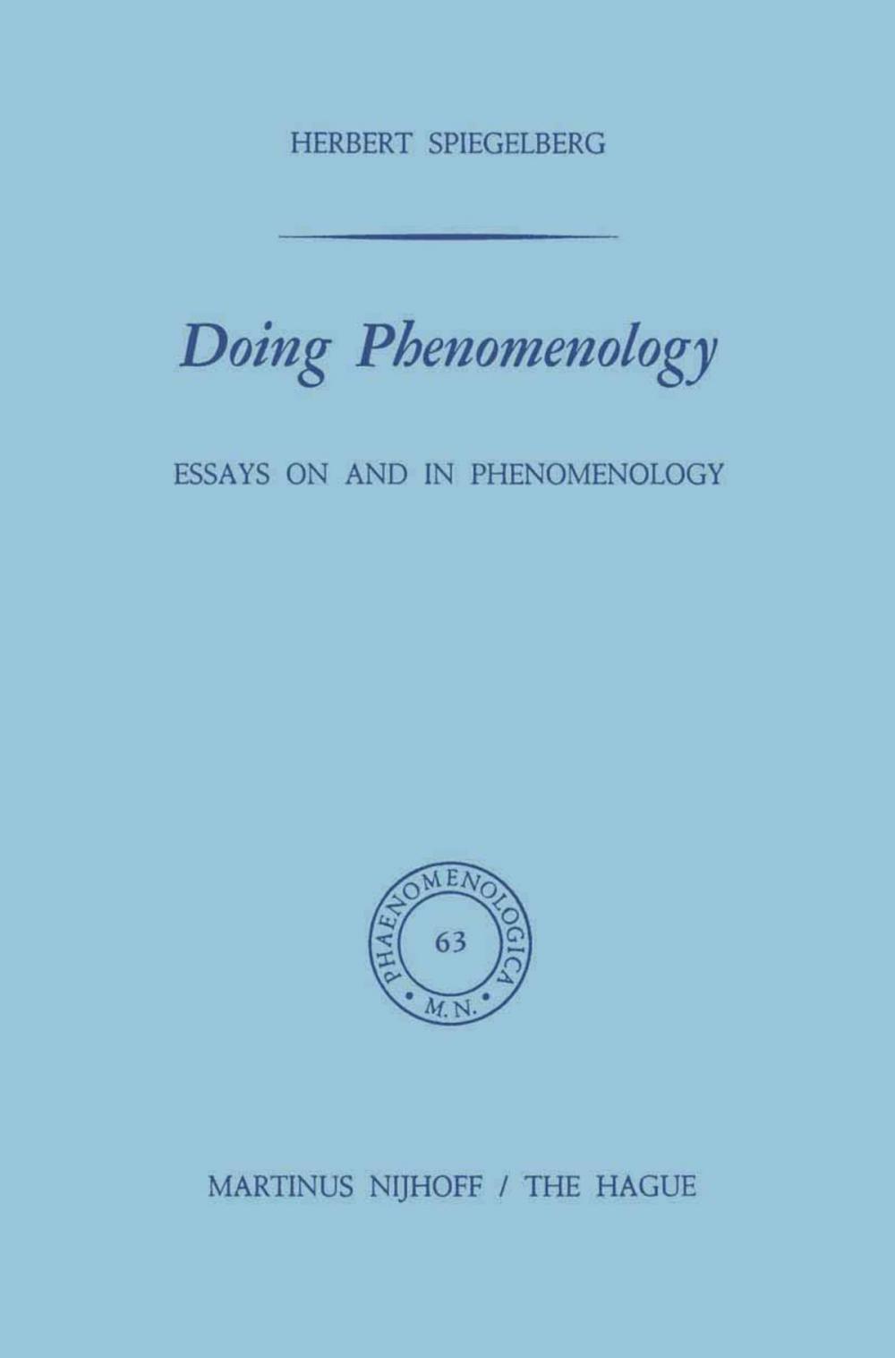 Big bigCover of Doing Phenomenology