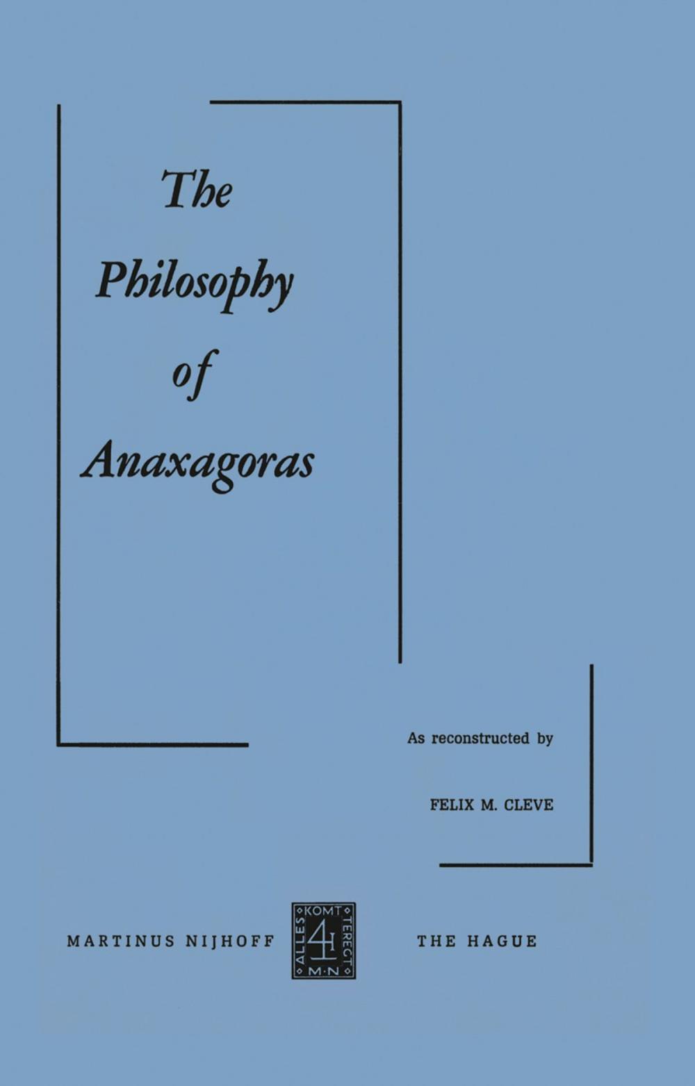 Big bigCover of The Philosophy of Anaxagoras