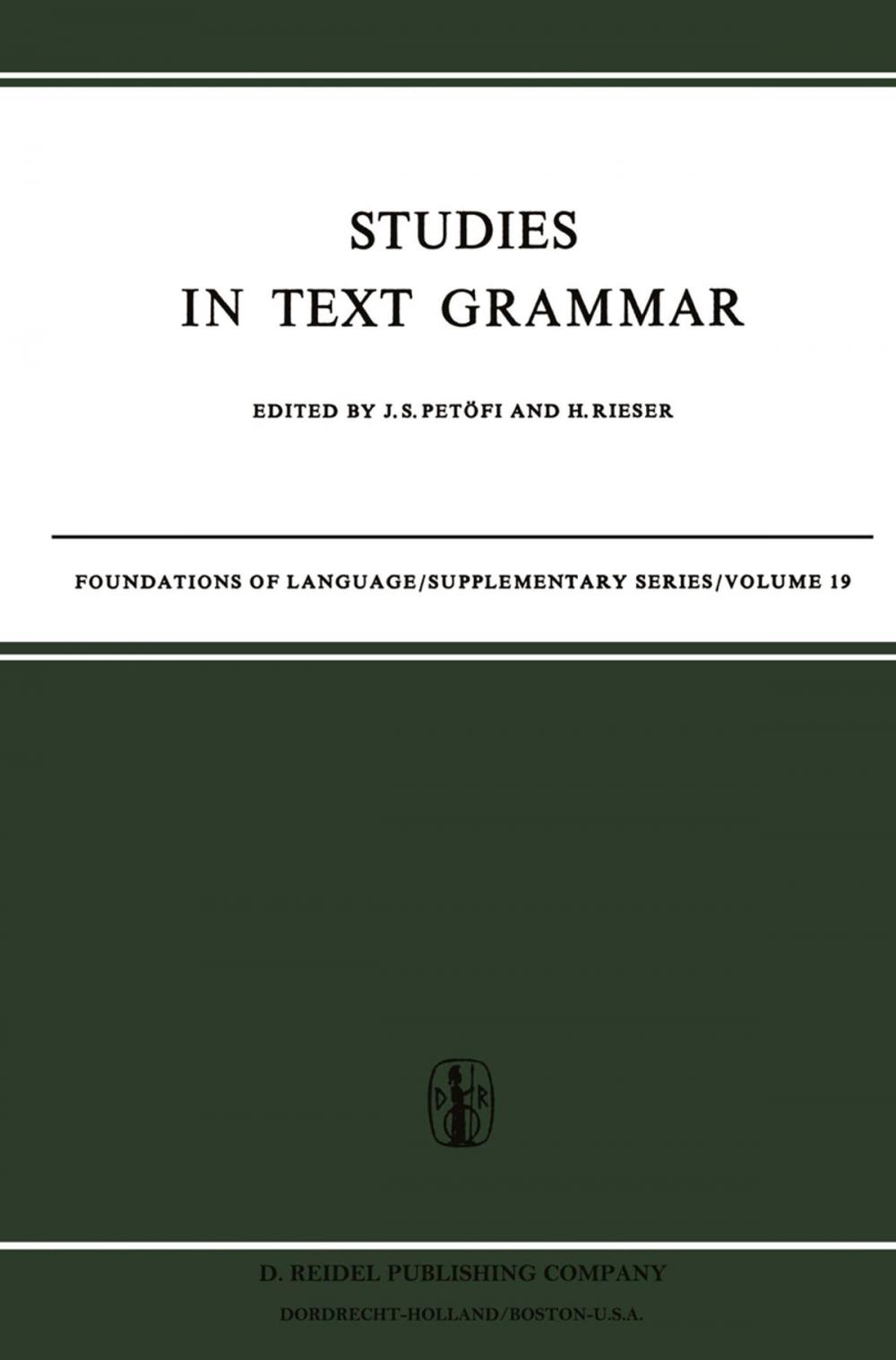 Big bigCover of Studies in Text Grammar