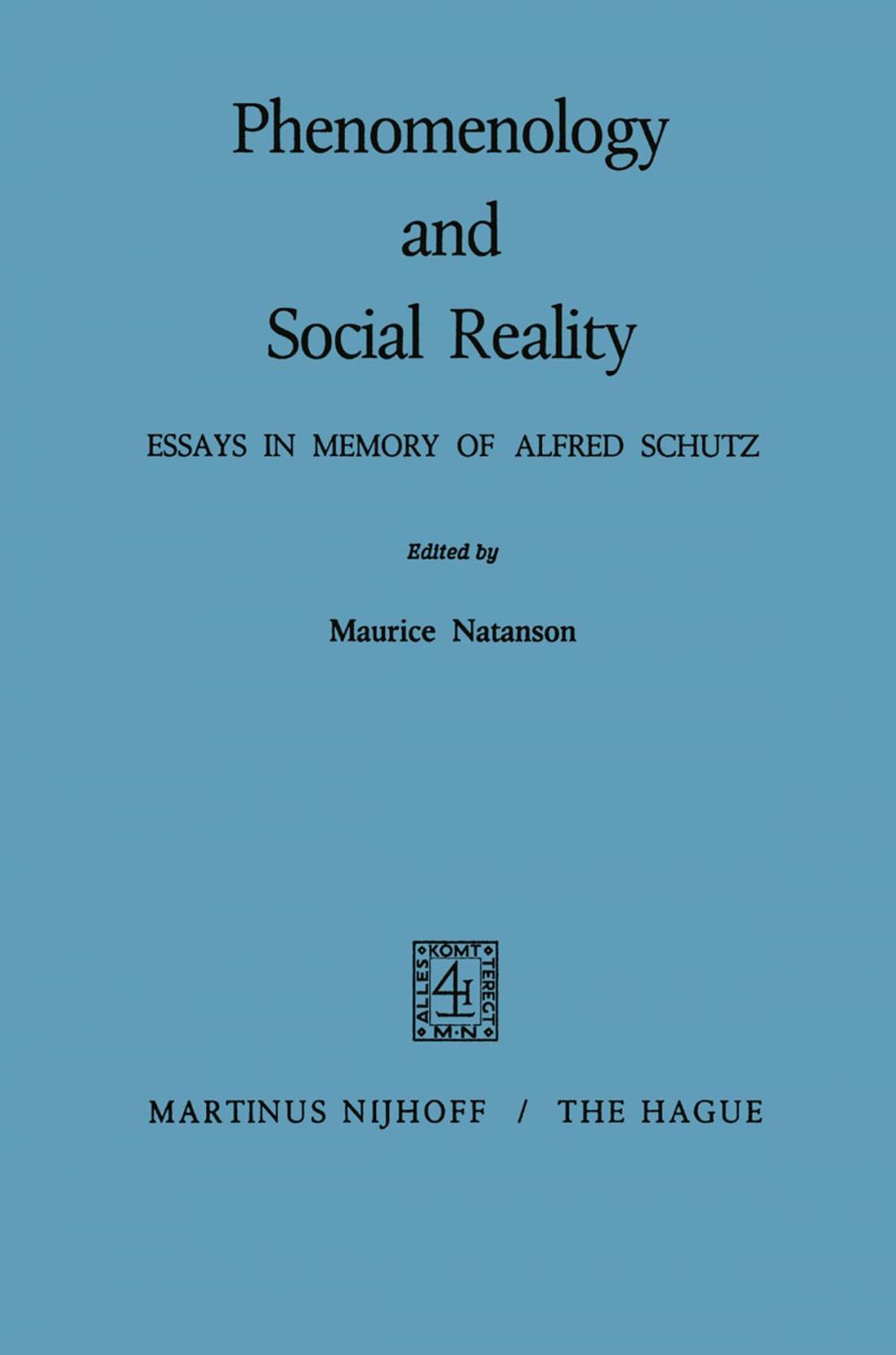 Big bigCover of Phenomenology and Social Reality