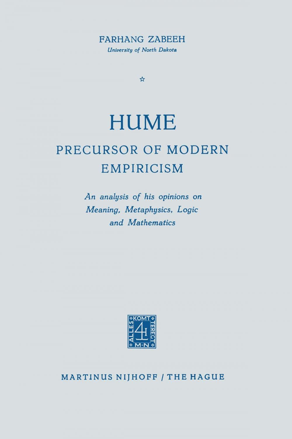 Big bigCover of Hume Precursor of Modern Empiricism