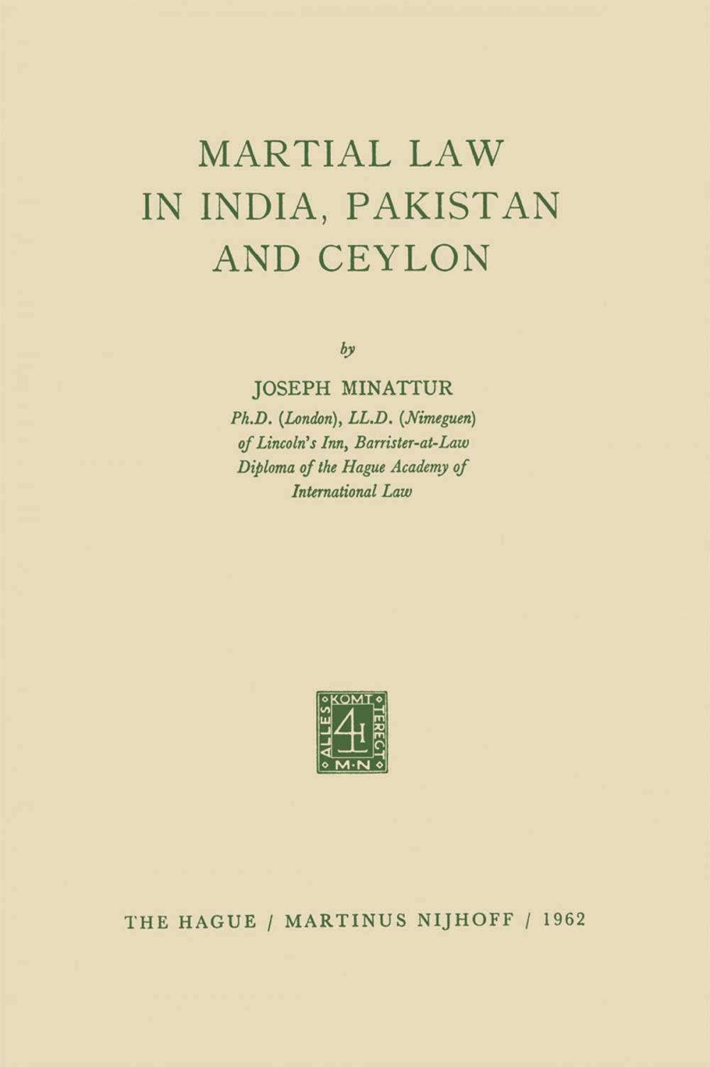 Big bigCover of Martial Law in India, Pakistan and Ceylon