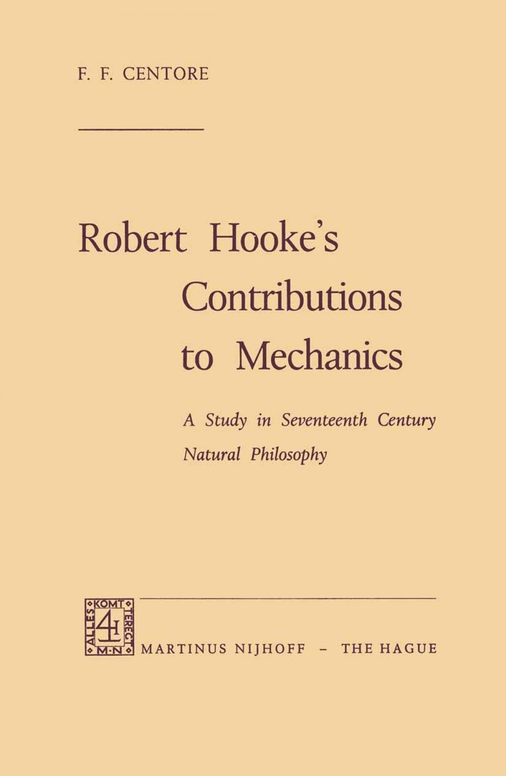 Big bigCover of Robert Hooke’s Contributions to Mechanics