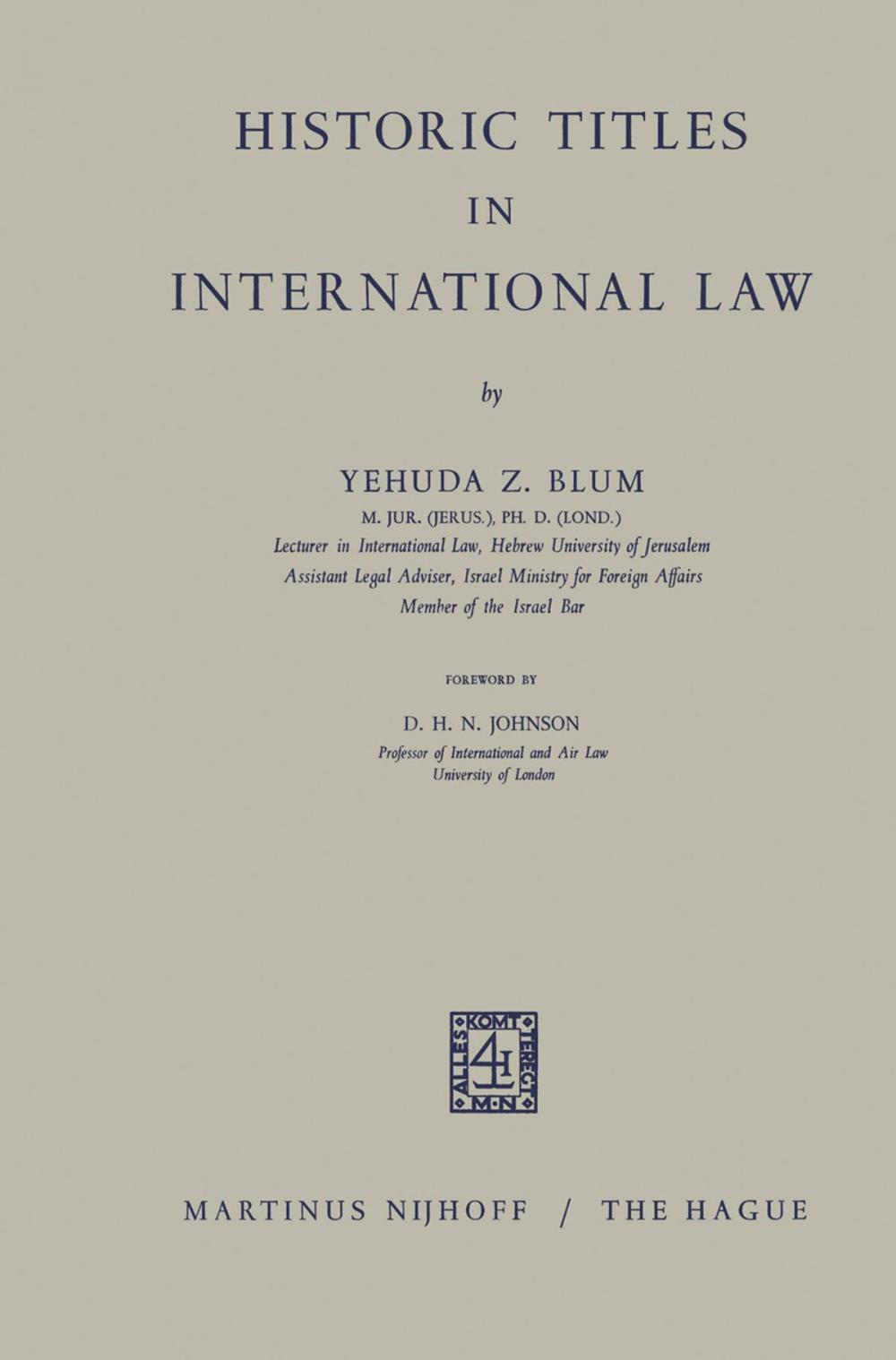 Big bigCover of Historic Titles in International Law