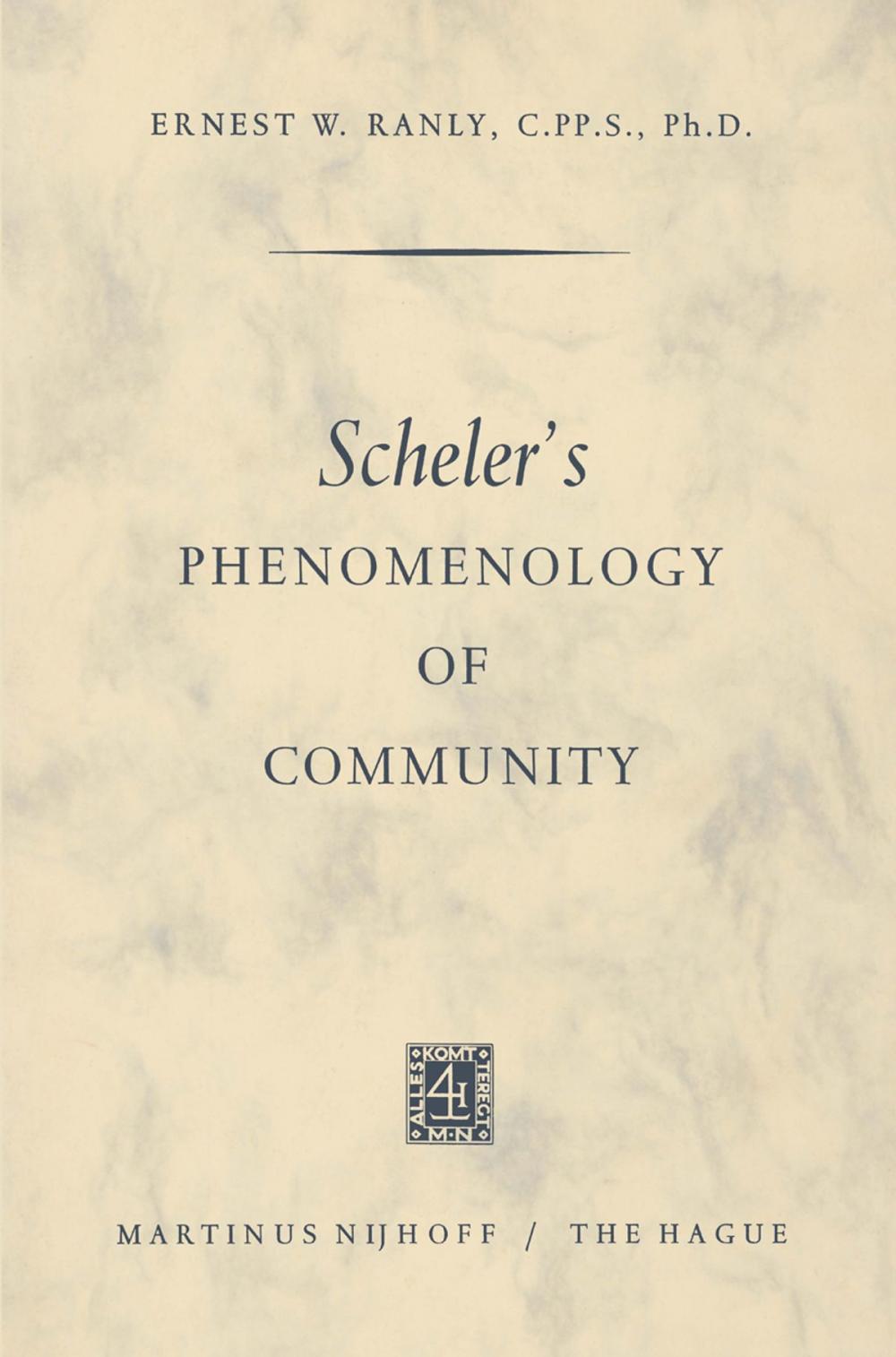 Big bigCover of Scheler's Phenomenology of Community