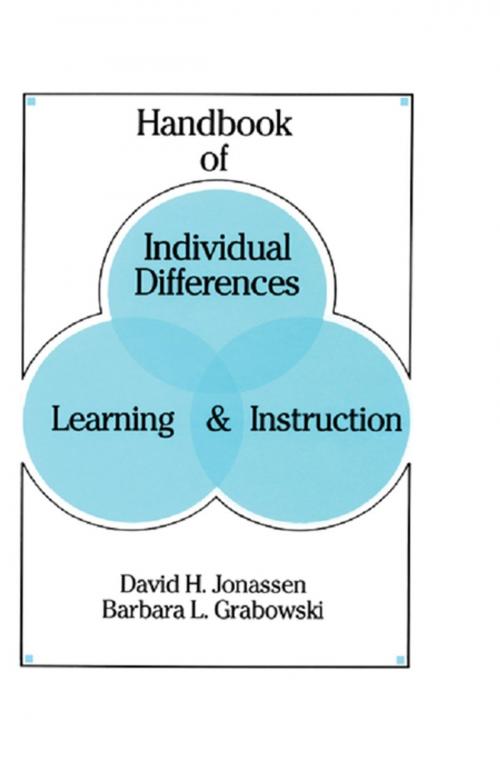 Cover of the book Handbook of Individual Differences, Learning, and Instruction by David H. Jonassen, Barbara L. Grabowski, Taylor and Francis