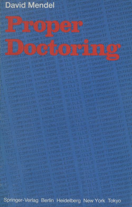 Cover of the book Proper Doctoring by D. Mendel, Springer London