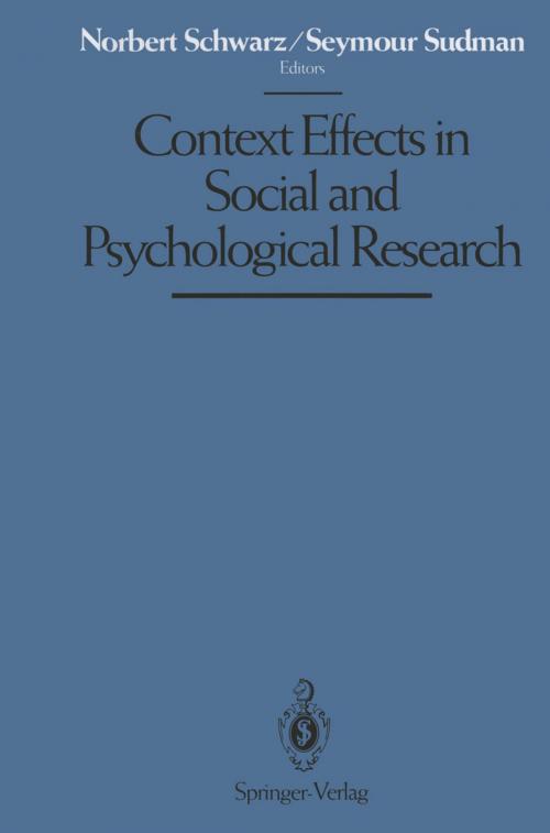 Cover of the book Context Effects in Social and Psychological Research by , Springer New York