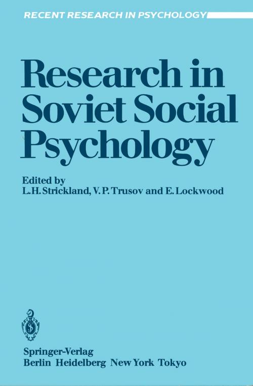 Cover of the book Research in Soviet Social Psychology by , Springer New York