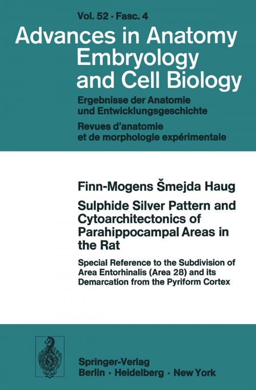 Cover of the book Sulphide Silver Pattern and Cytoarchitectonics of Parahippocampal Areas in the Rat by F.-M.S. Haug, Springer Berlin Heidelberg