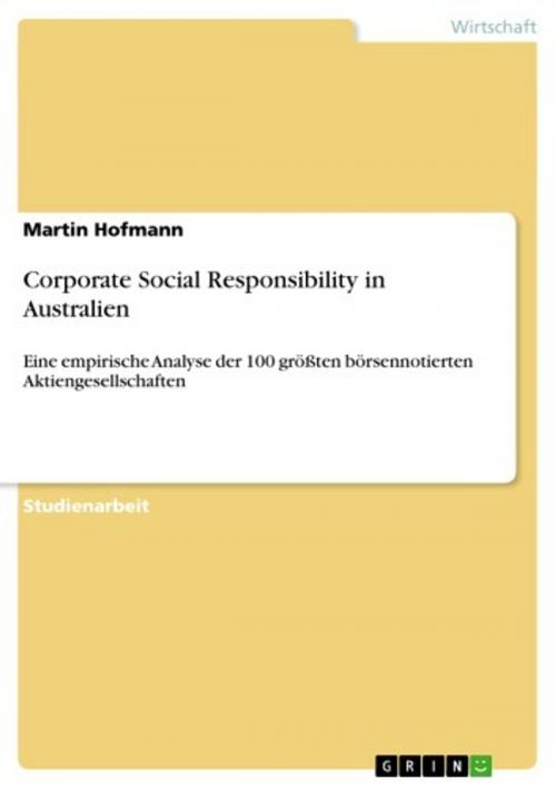 Cover of the book Corporate Social Responsibility in Australien by Martin Hofmann, GRIN Verlag