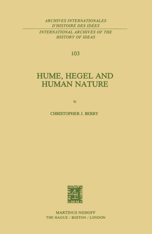 Cover of the book Hume, Hegel and Human Nature by C.J. Berry, Springer Netherlands