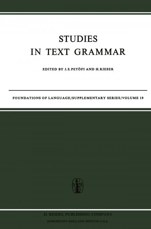 Cover of the book Studies in Text Grammar by , Springer Netherlands